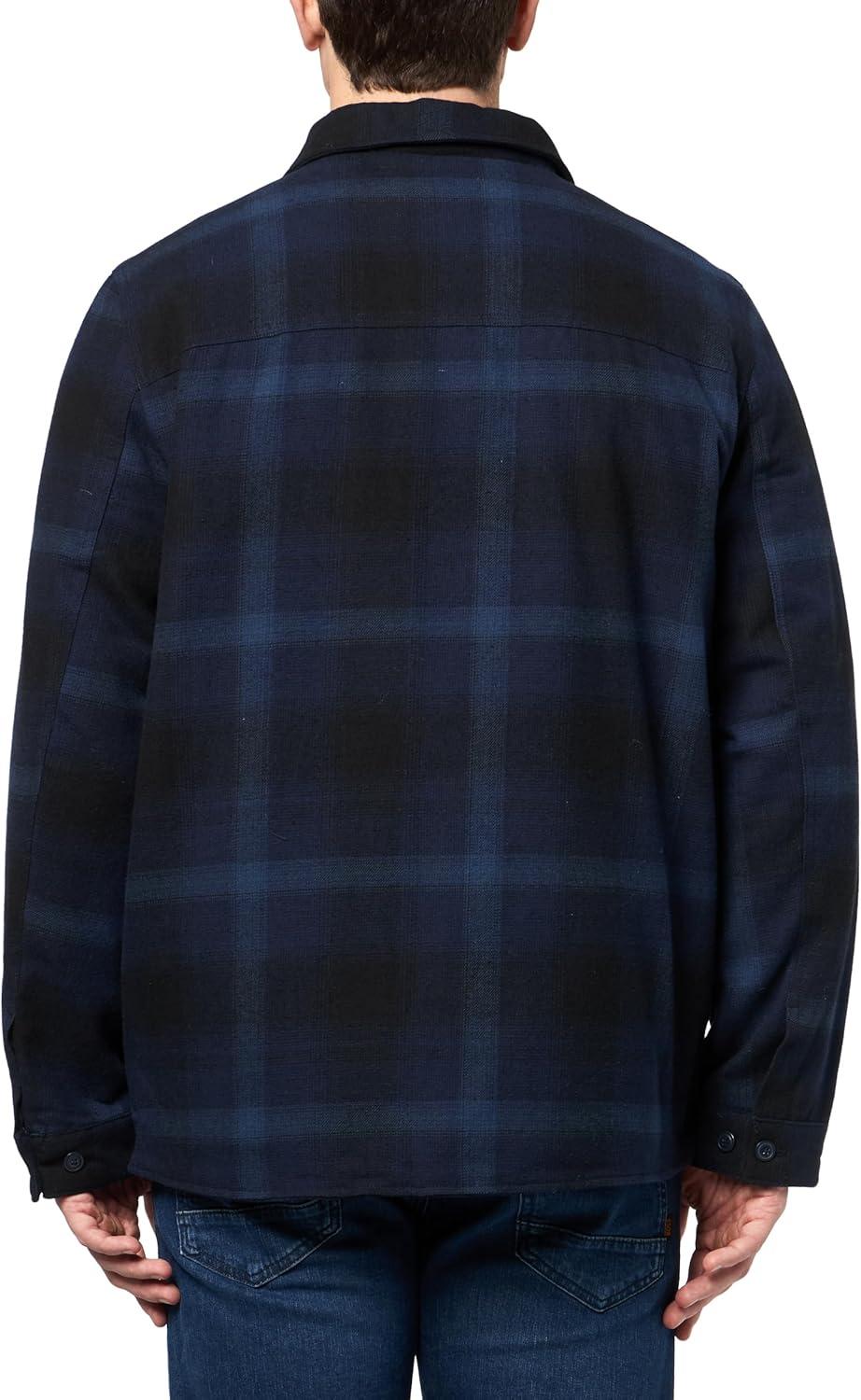 imageLevis mens Plaid Sherpa Lined Hooded Shirt Jacket Regular amp Big amp Tall SizesNew Navy Ombre Plaid