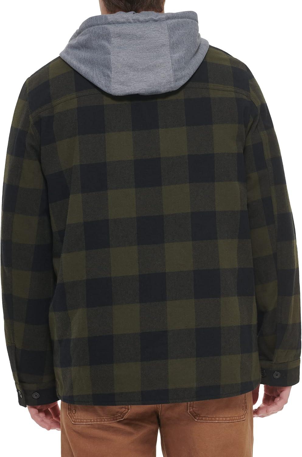 imageLevis mens Plaid Sherpa Lined Hooded Shirt Jacket Regular amp Big amp Tall SizesOlive Buffalo Check