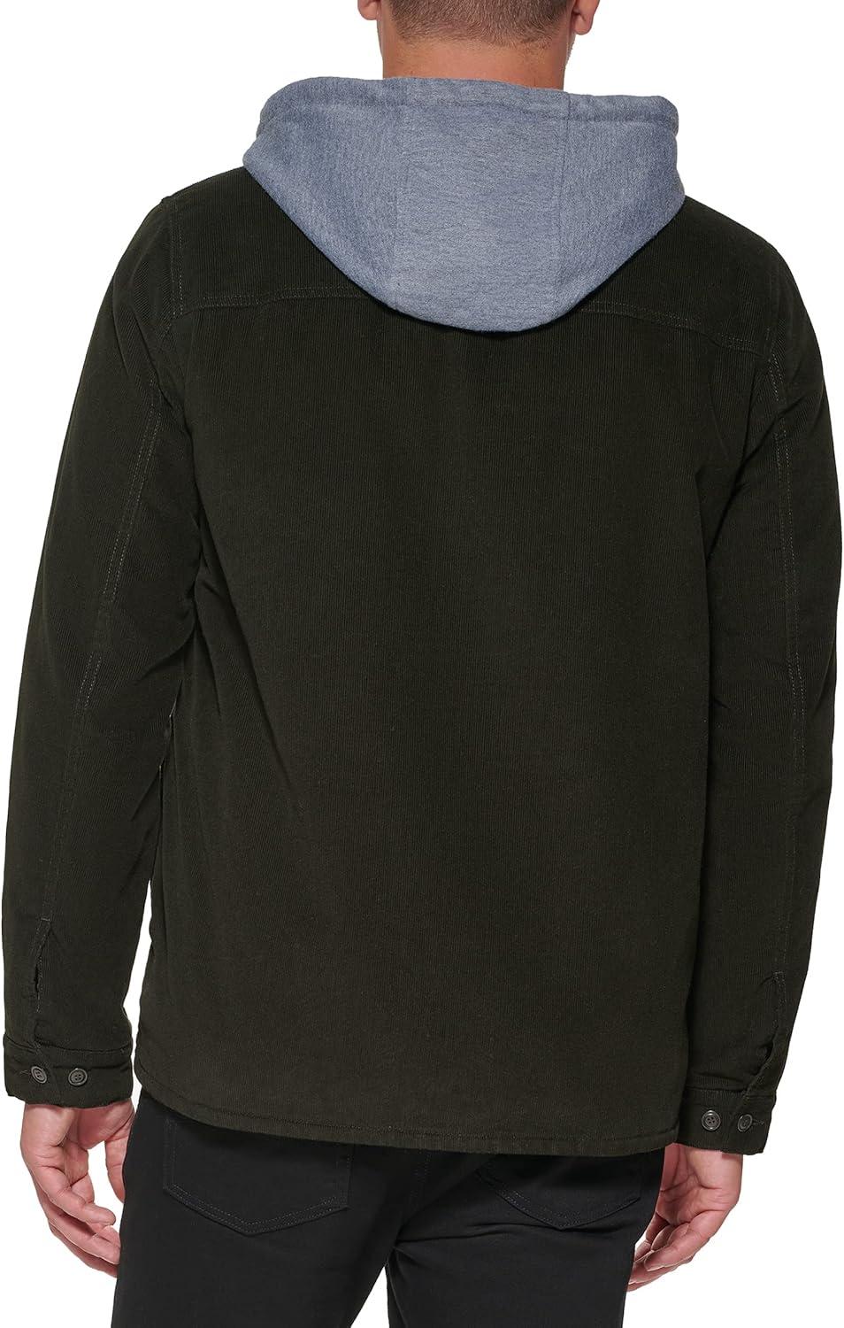 imageLevis mens Plaid Sherpa Lined Hooded Shirt Jacket Regular amp Big amp Tall SizesOlive Corduroy