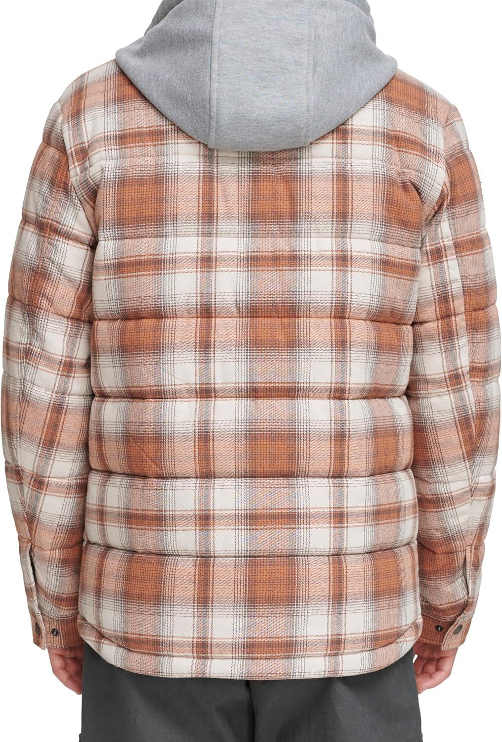 imageLevis mens Plaid Sherpa Lined Hooded Shirt Jacket Regular amp Big amp Tall SizesOrange Ombre