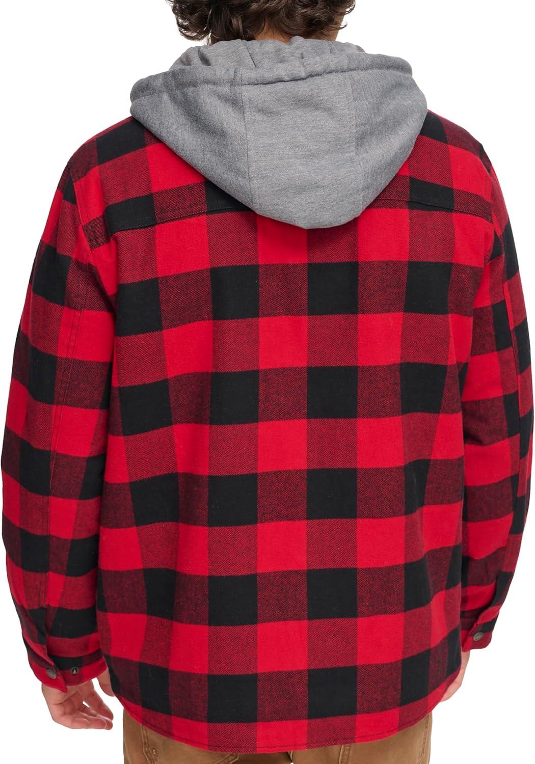 imageLevis mens Plaid Sherpa Lined Hooded Shirt Jacket Regular amp Big amp Tall SizesRed Buffalo Check