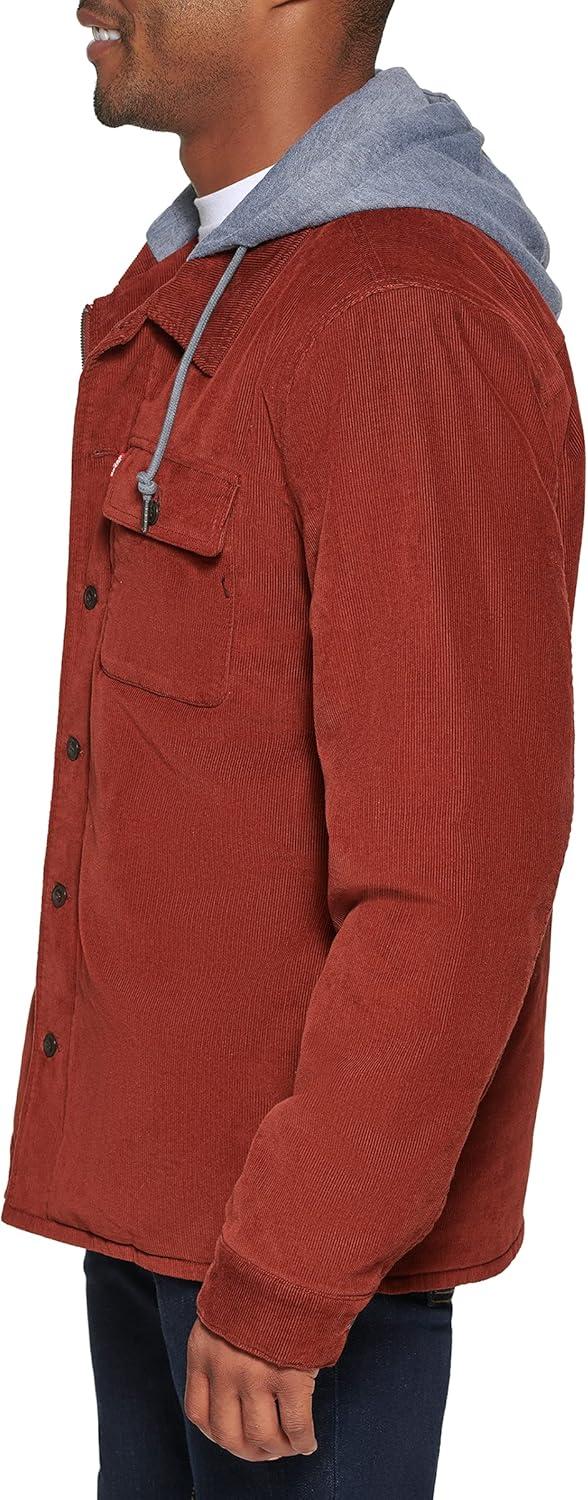 imageLevis mens Plaid Sherpa Lined Hooded Shirt Jacket Regular amp Big amp Tall SizesRust Corduroy