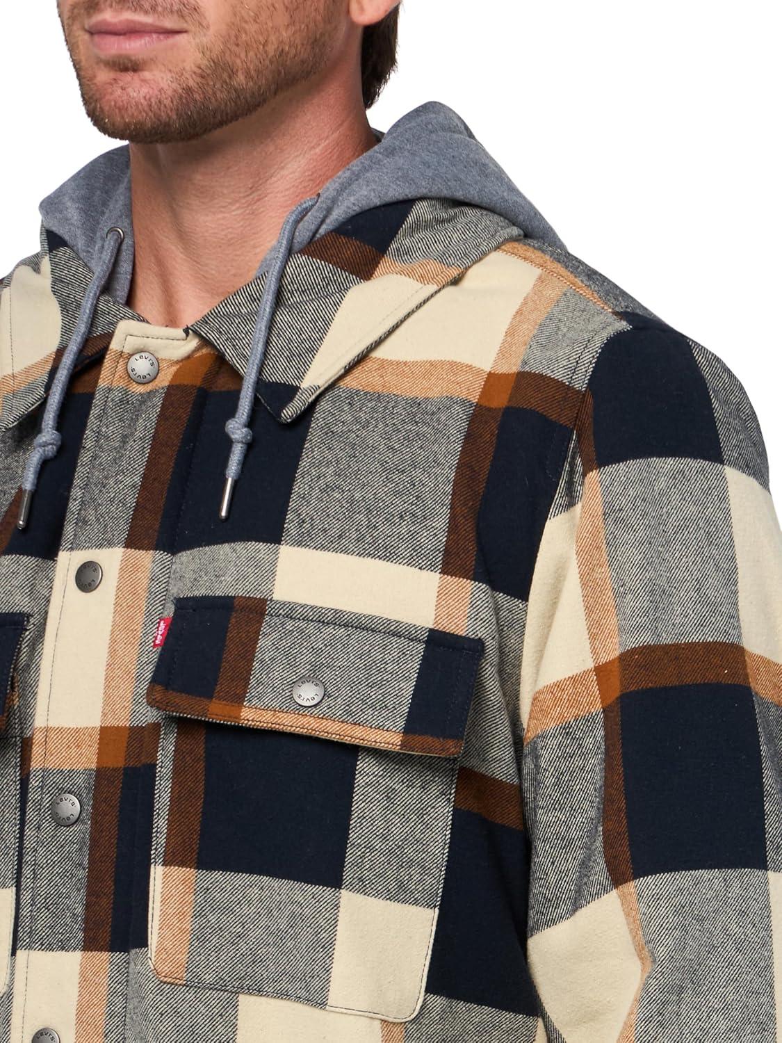 imageLevis mens Plaid Sherpa Lined Hooded Shirt Jacket Regular amp Big amp Tall SizesSkater Plaid Skater
