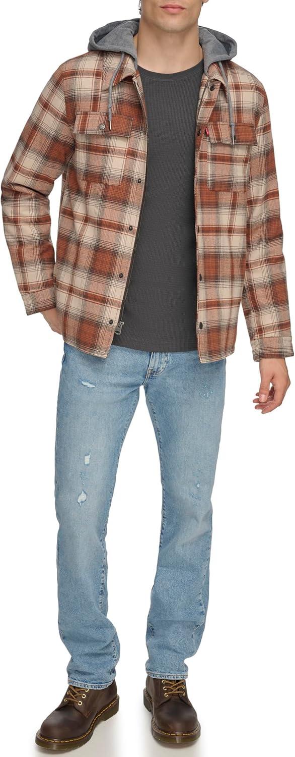 imageLevis mens Plaid Sherpa Lined Hooded Shirt Jacket Regular amp Big amp Tall SizesSunset Ombre Plaid