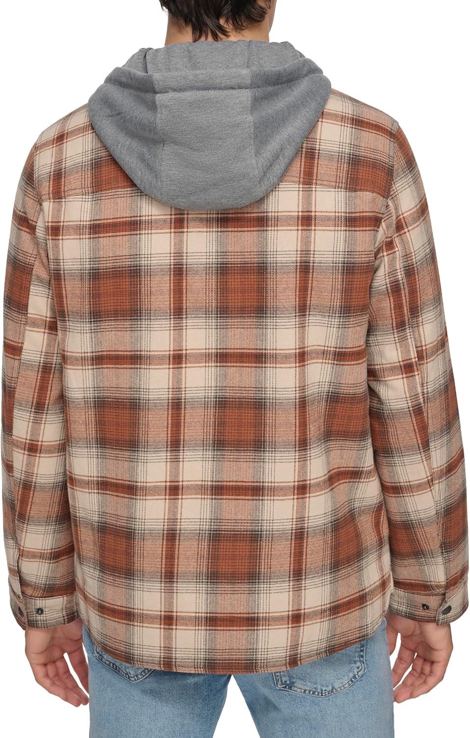 imageLevis mens Plaid Sherpa Lined Hooded Shirt Jacket Regular amp Big amp Tall SizesSunset Ombre Plaid
