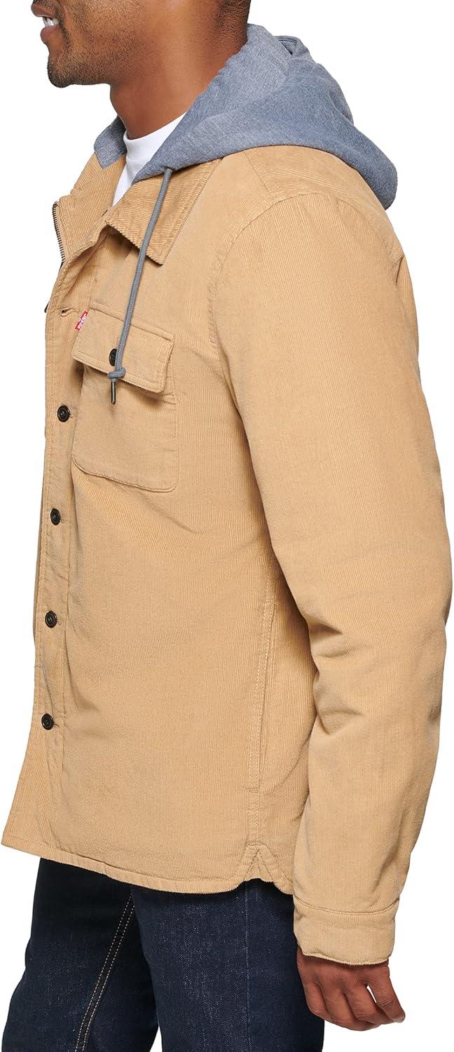 imageLevis mens Plaid Sherpa Lined Hooded Shirt Jacket Regular amp Big amp Tall SizesTan Corduroy