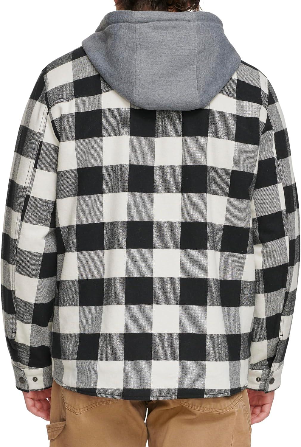 imageLevis mens Plaid Sherpa Lined Hooded Shirt Jacket Regular amp Big amp Tall SizesWhite Black Buffalo Plaid