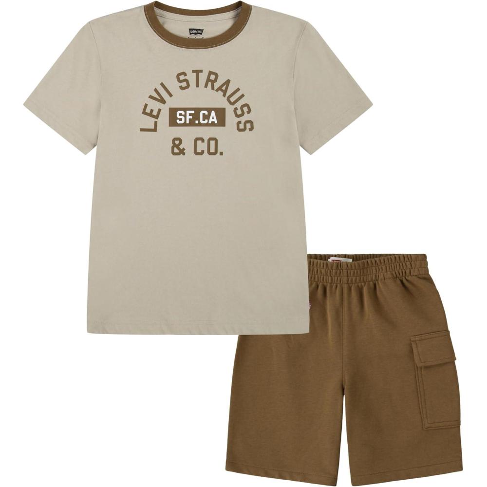 imageLevis Boys and Baby Graphic TShirt and Shorts 2Piece Outfit SetSafari