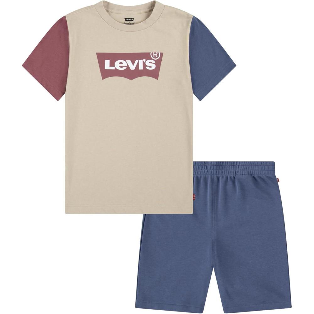 imageLevis Boys and Baby Graphic TShirt and Shorts 2Piece Outfit SetSafariBatwing