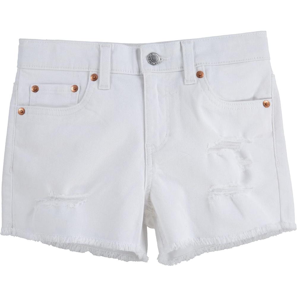 imageLevis Girls Girlfriend Fit Denim Shorty ShortsWhiteDestructed