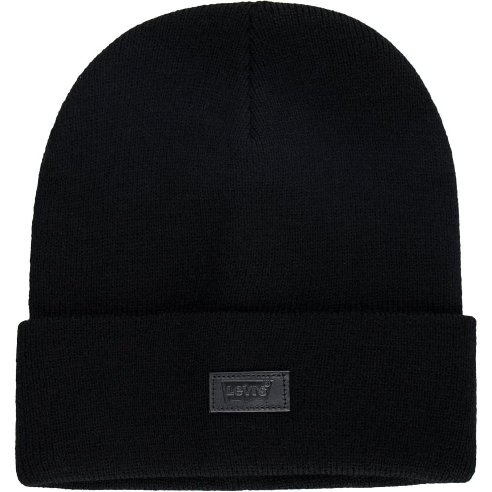 imageLevis Mens AllSeason Hero Beanie Soft Knit Cuffed Winter Hat Warm amp Comfortable Everyday StyleBlack Solid