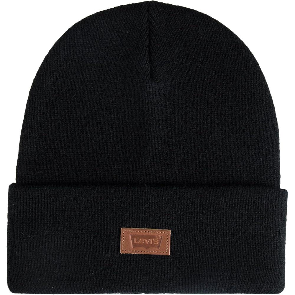 imageLevis Mens AllSeason Hero Beanie Soft Knit Cuffed Winter Hat Warm amp Comfortable Everyday StyleBlackTan