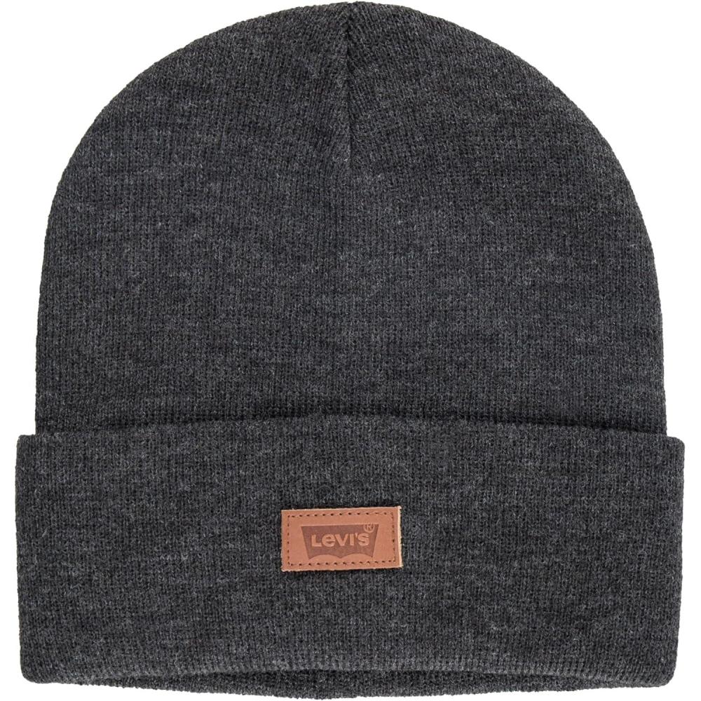 imageLevis Mens AllSeason Hero Beanie Soft Knit Cuffed Winter Hat Warm amp Comfortable Everyday StyleGrey Solid