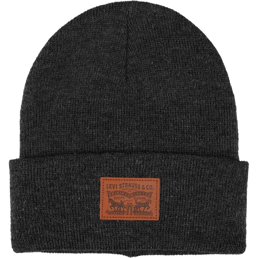 imageLevis Mens AllSeason Hero Beanie Soft Knit Cuffed Winter Hat Warm amp Comfortable Everyday StyleLight Heather Grey