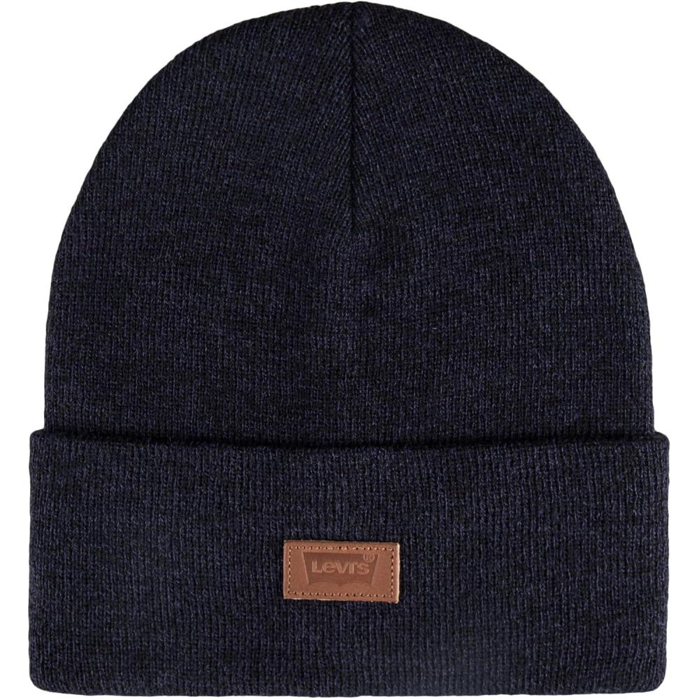 imageLevis Mens AllSeason Hero Beanie Soft Knit Cuffed Winter Hat Warm amp Comfortable Everyday StyleMarl Navy