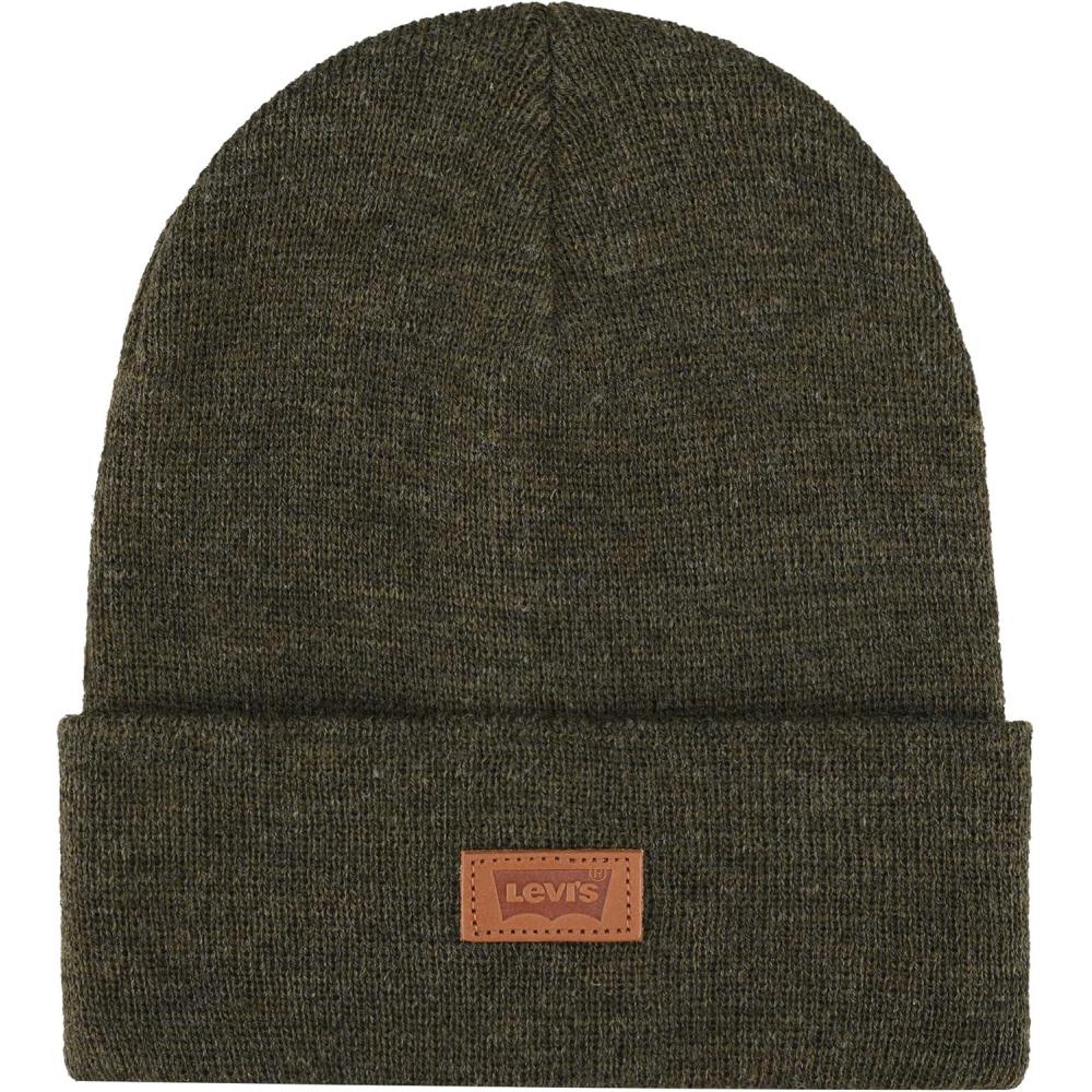 imageLevis Mens AllSeason Hero Beanie Soft Knit Cuffed Winter Hat Warm amp Comfortable Everyday StyleMarl Olive