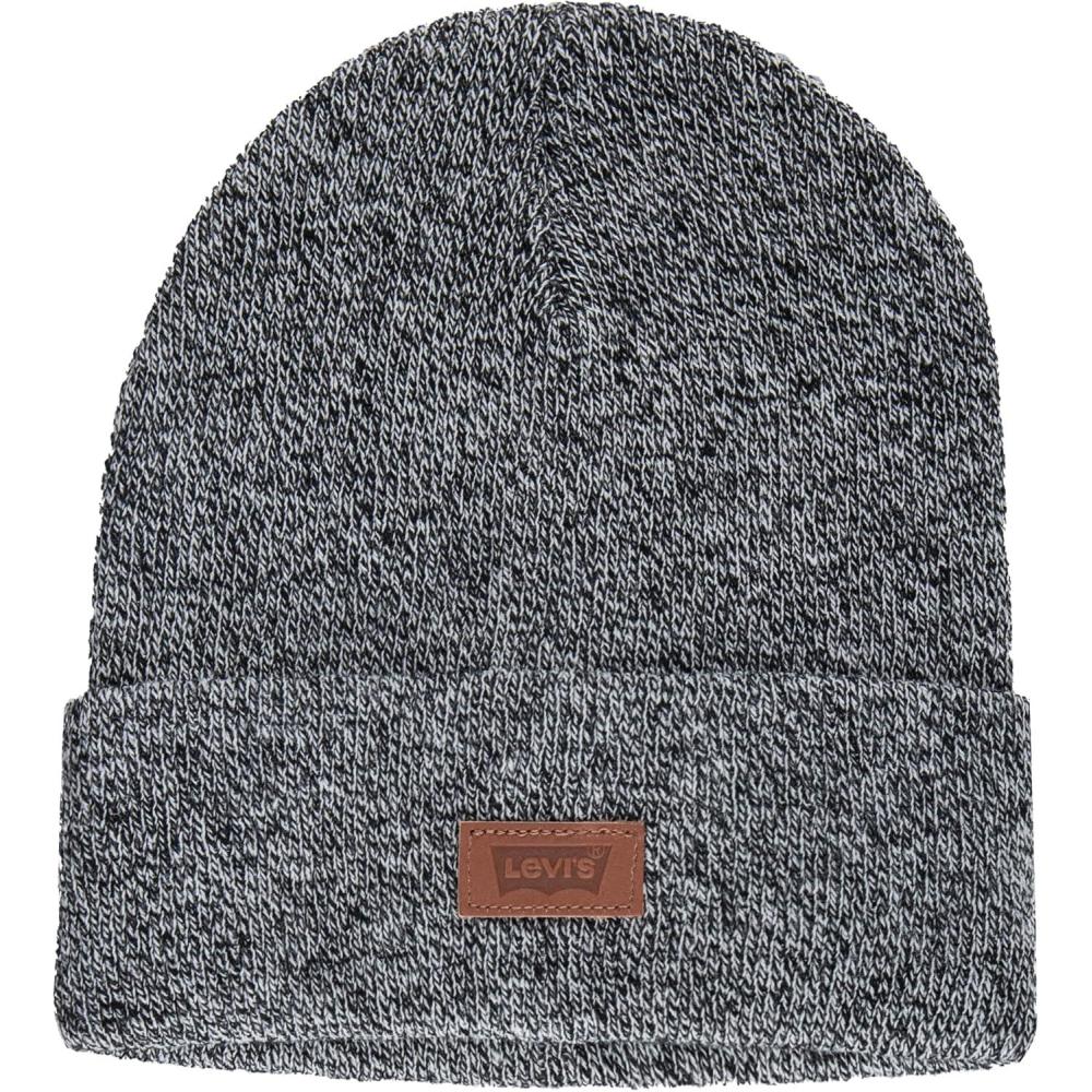imageLevis Mens AllSeason Hero Beanie Soft Knit Cuffed Winter Hat Warm amp Comfortable Everyday StyleMarled Grey