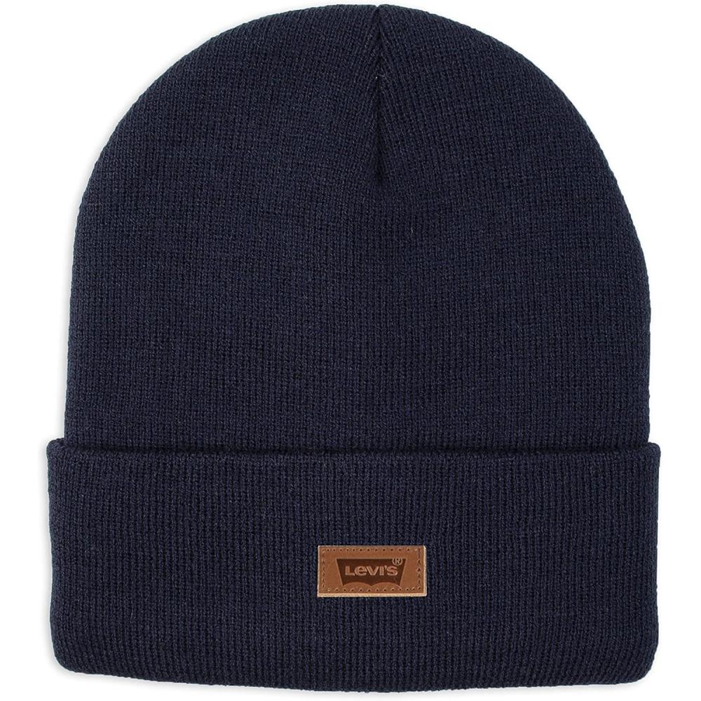 imageLevis Mens AllSeason Hero Beanie Soft Knit Cuffed Winter Hat Warm amp Comfortable Everyday StyleNavy Solid