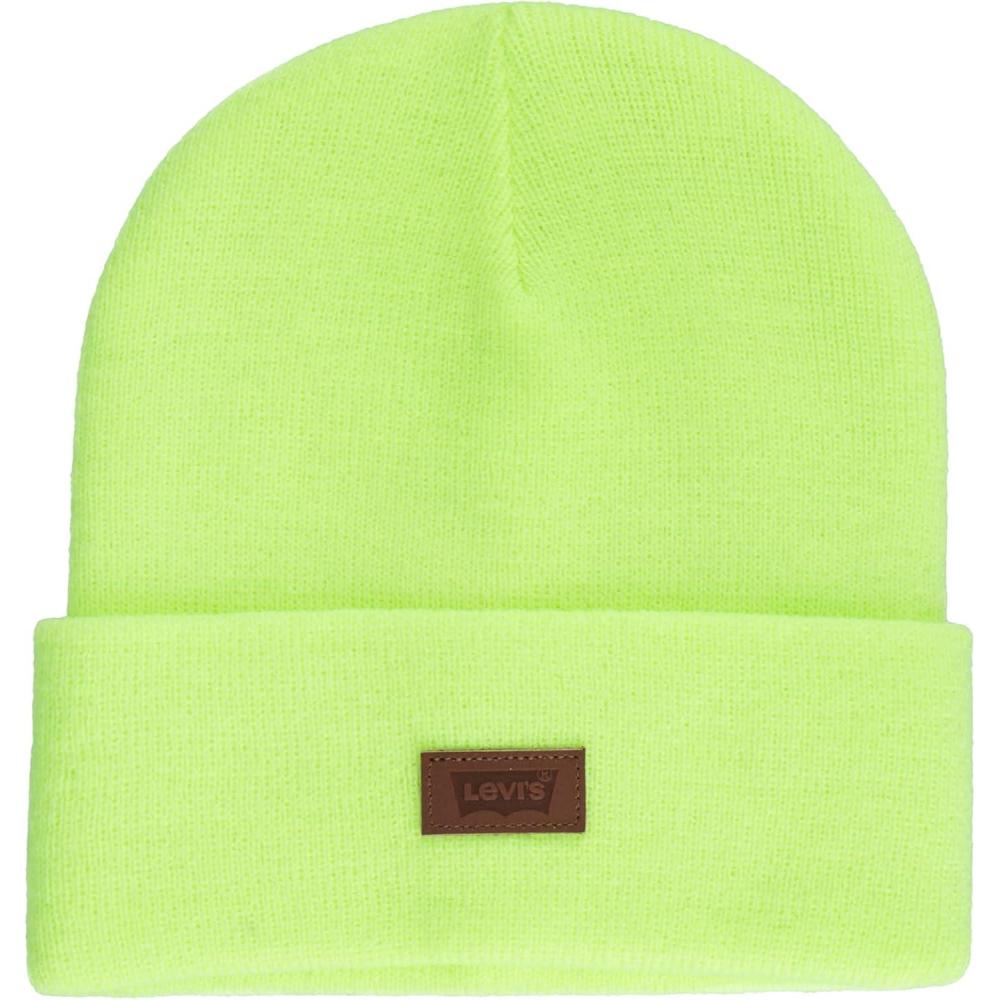 imageLevis Mens AllSeason Hero Beanie Soft Knit Cuffed Winter Hat Warm amp Comfortable Everyday StyleNeon Yellow Solid