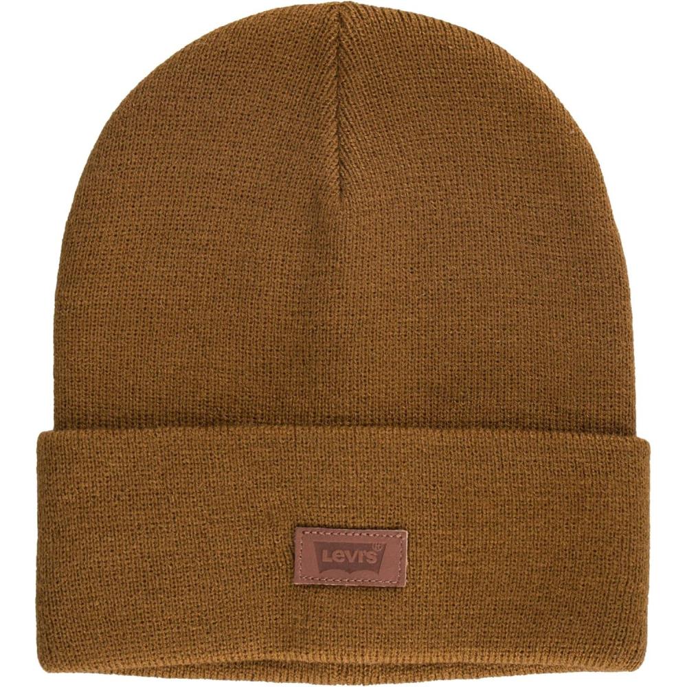 imageLevis Mens AllSeason Hero Beanie Soft Knit Cuffed Winter Hat Warm amp Comfortable Everyday StyleTan Solid