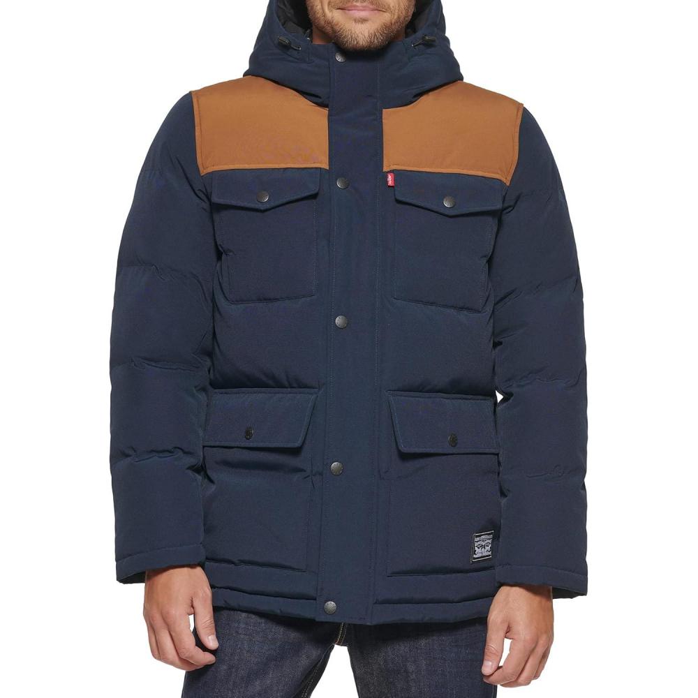 imageLevis Mens Arctic Cloth Quilted Performance ParkaNavy Colorblock