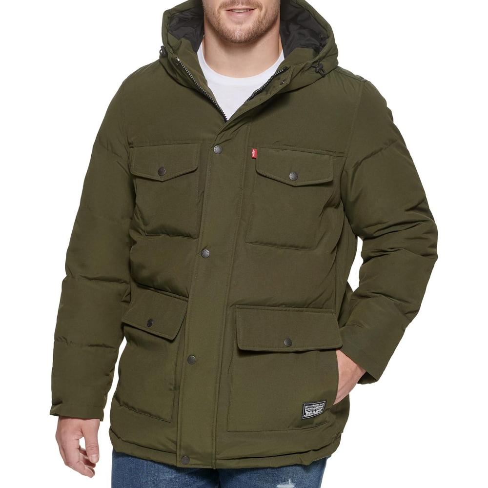 imageLevis Mens Arctic Cloth Quilted Performance ParkaOlive