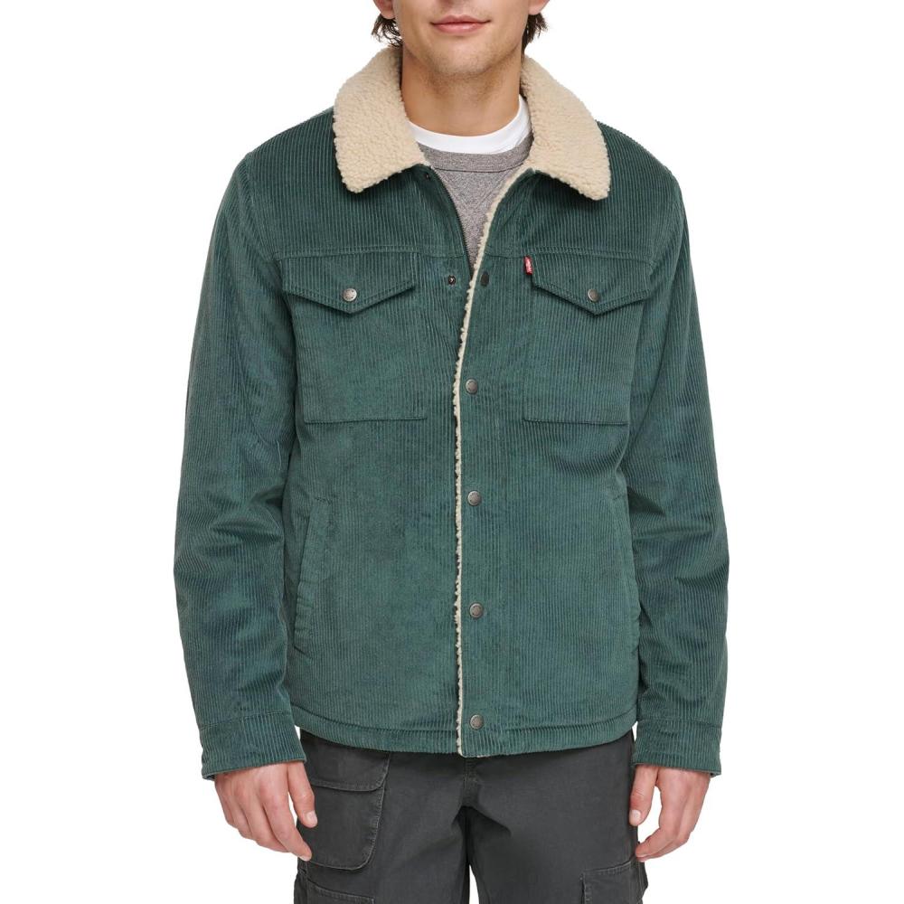 imageLevis Mens Corduroy Sherpa Lined Trucker Jacket Regular amp Big amp Tall SizesAtlantis Wide Wale Corduroy