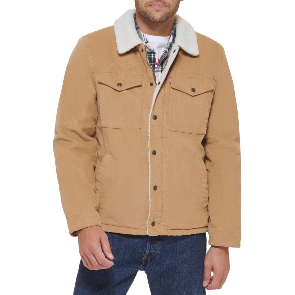 imageLevis Mens Corduroy Sherpa Lined Trucker Jacket Regular amp Big amp Tall SizesTan Corduroy