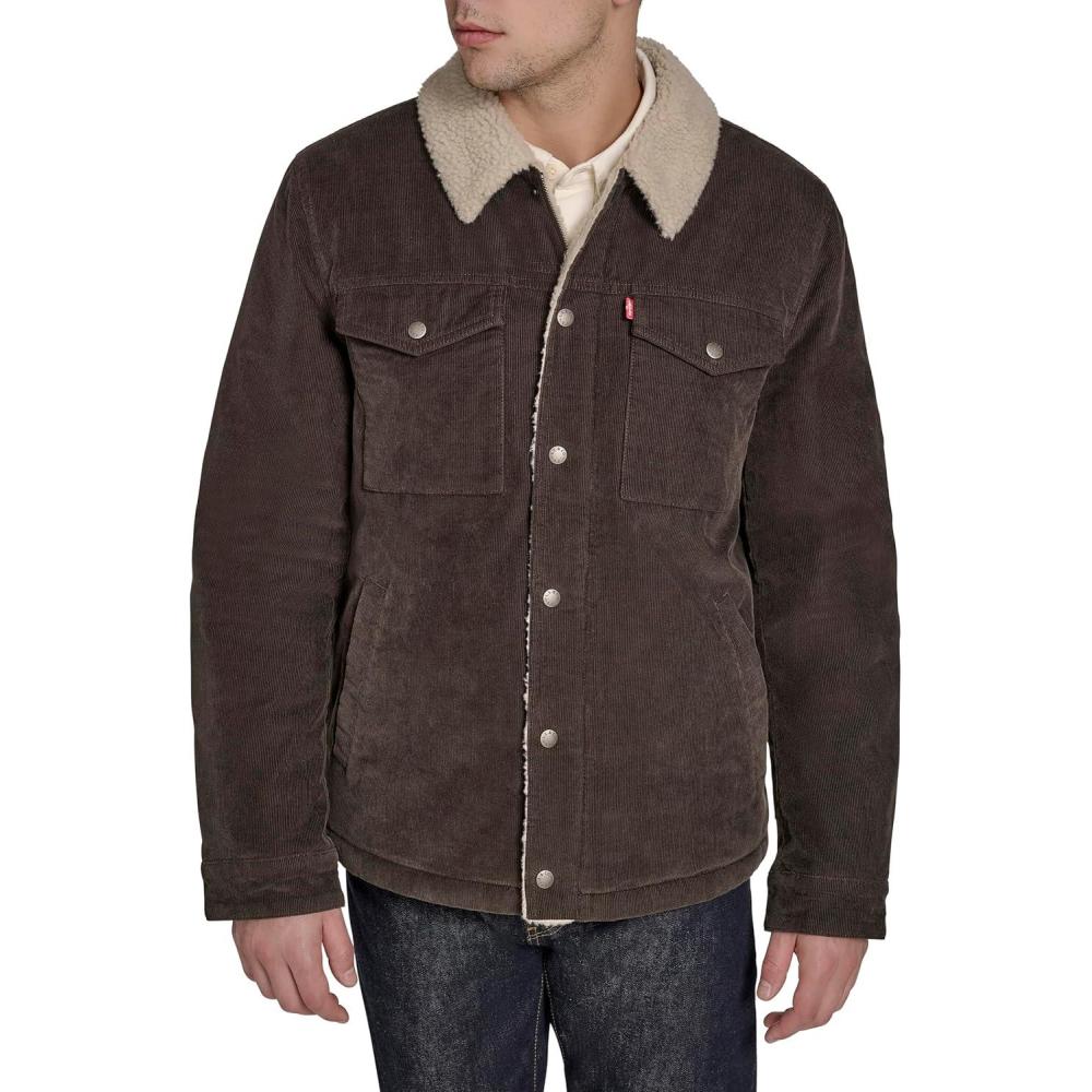 imageLevis Mens Corduroy Sherpa Lined Trucker Jacket Regular amp Big amp Tall SizesTurkish Coffee