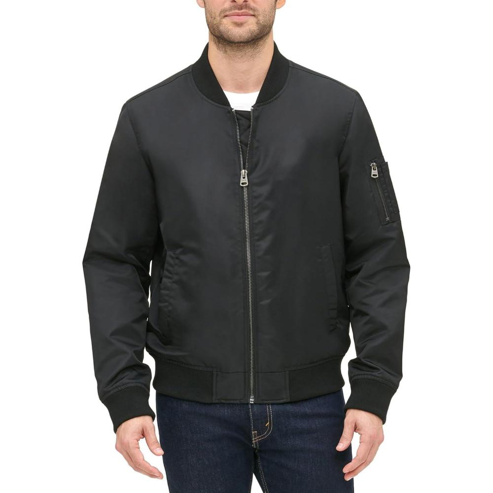 imageLevis Mens Flight Satin Unfilled Ma1 BomberBlack Classic Unfilled