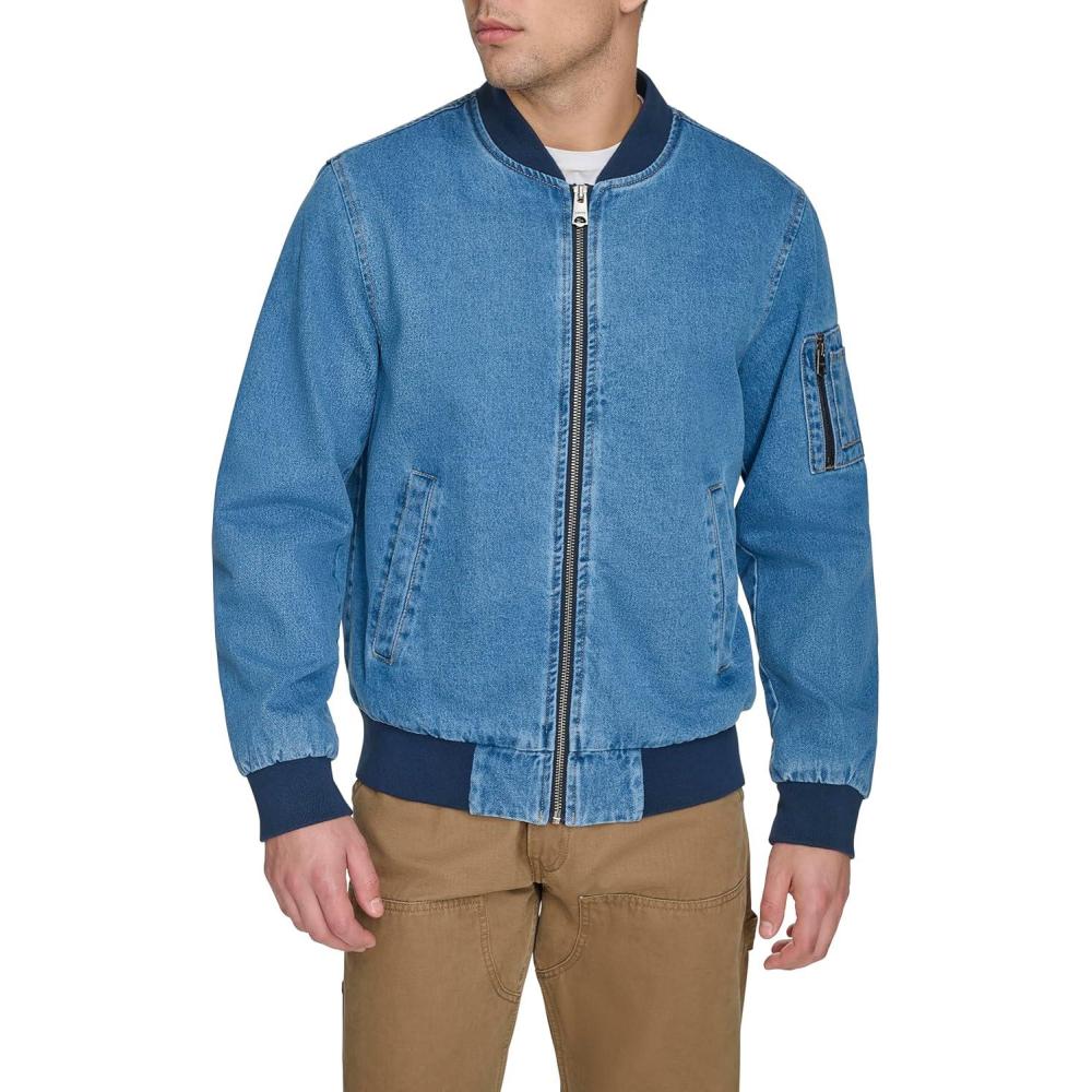 imageLevis Mens Flight Satin Unfilled Ma1 BomberMedium Wash Denim