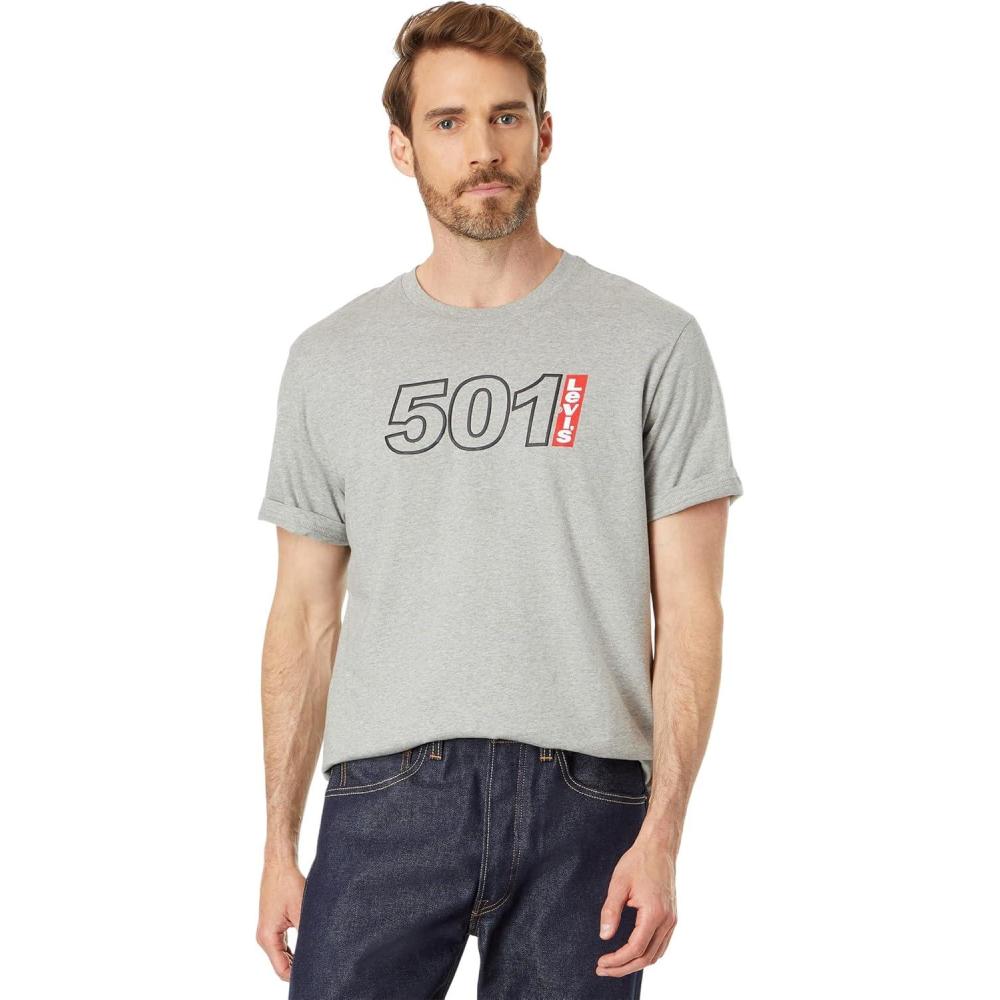 imageLevis Mens Graphic Tee Also Available in Big amp Tall501 Logo Outline Midtone Heather Grey