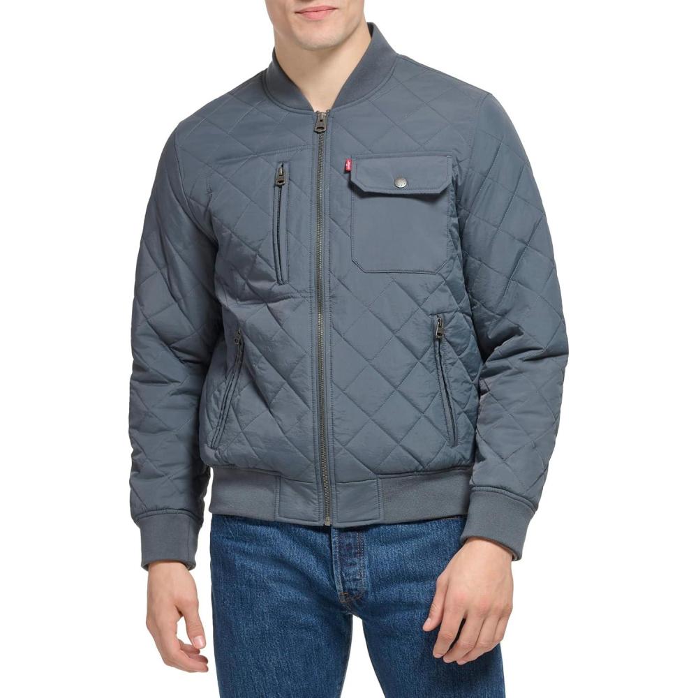 imageLevis Mens Levis Mens Diamond Quilted Bomber JacketIndigo