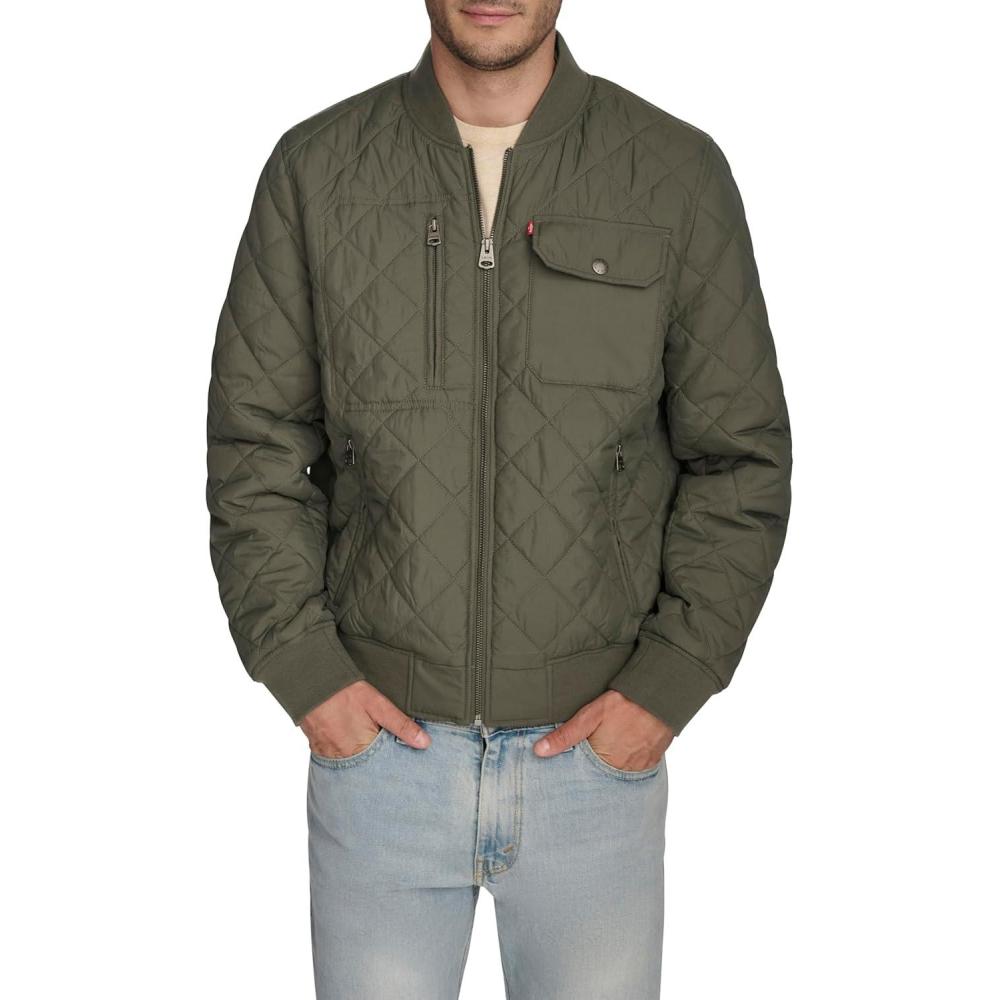 imageLevis Mens Levis Mens Diamond Quilted Bomber JacketSage Green