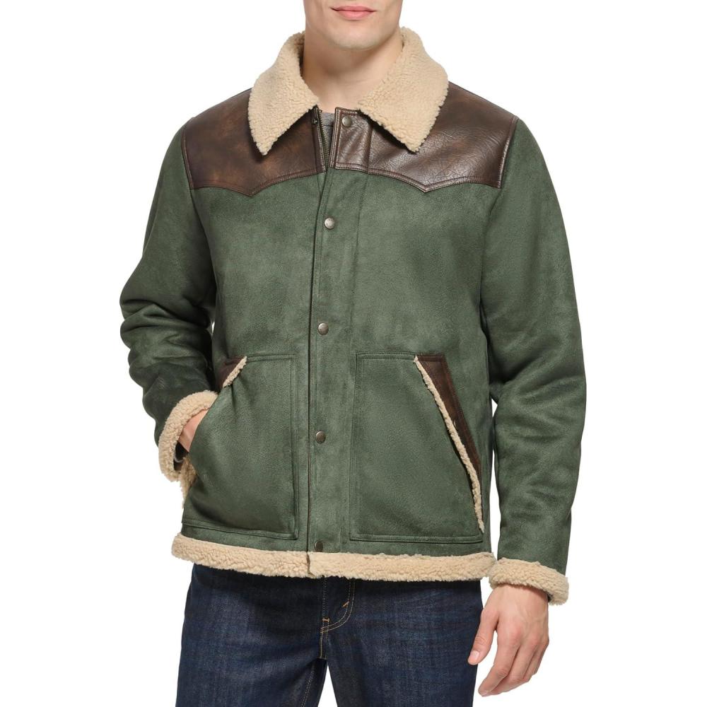 imageLevis Mens Levis Mens Mixed Media Faux Shearling JacketGreen