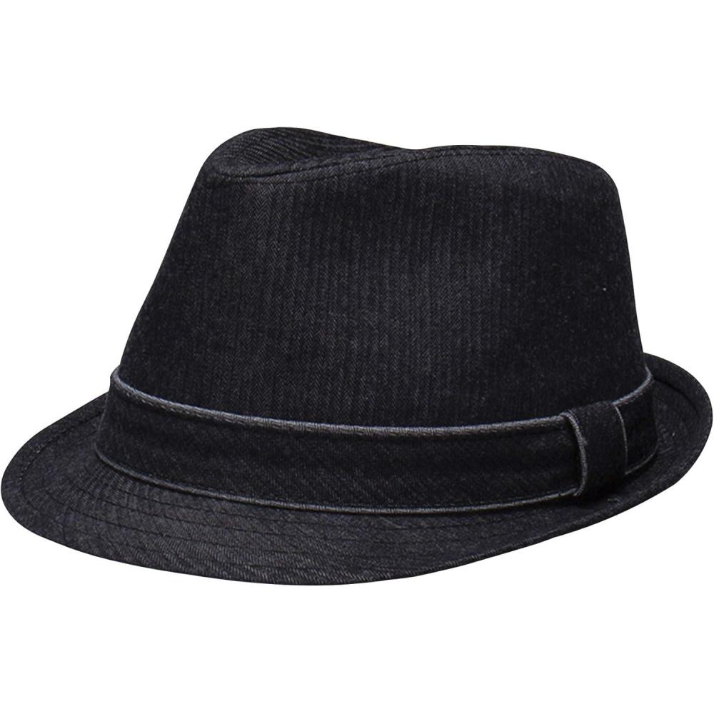 imageLevis Mens Lightweight Packable Fedora Hat with 2 Removable BandsBlack Denim
