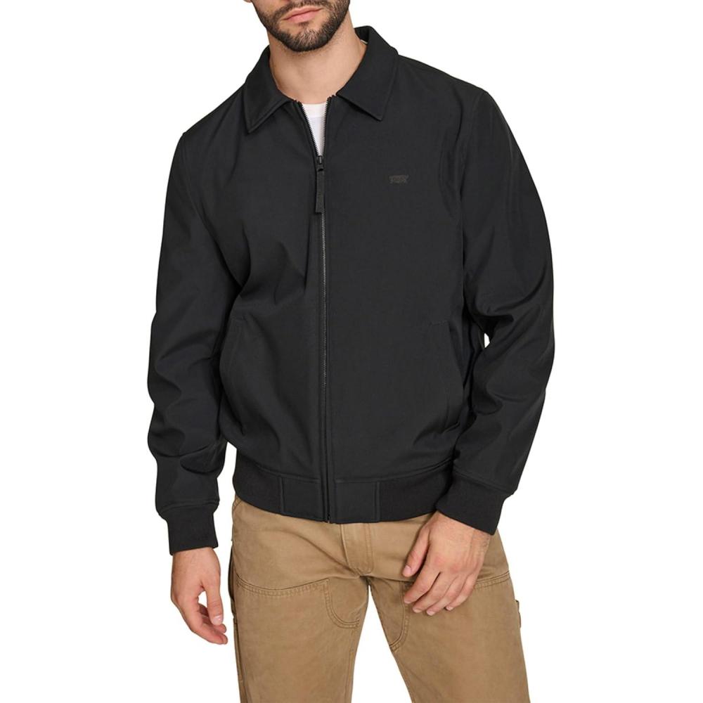 imageLevis Mens Mens Lightweight Softshell Varsity Rib Knit Bomber JacketBlack