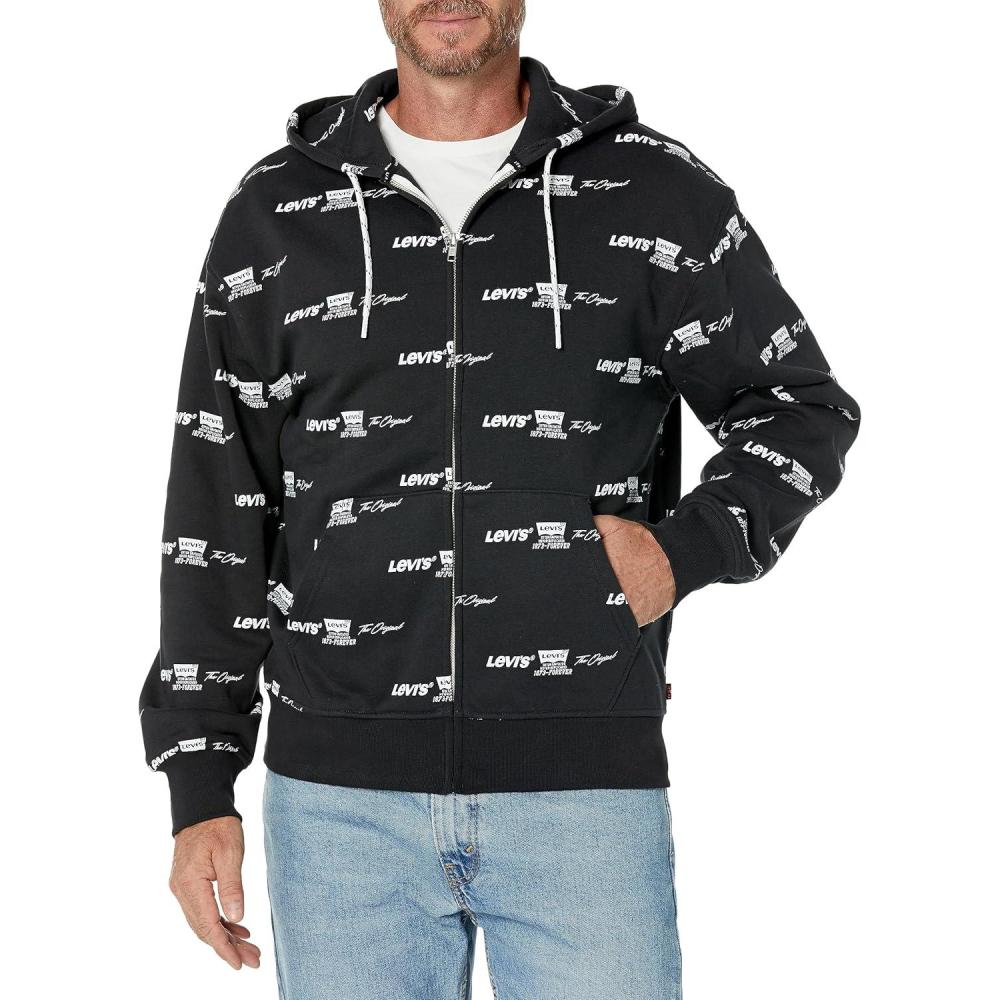 imageLevis Mens Seasonal Zip Up HoodieLevis Triple Logo Caviar Print