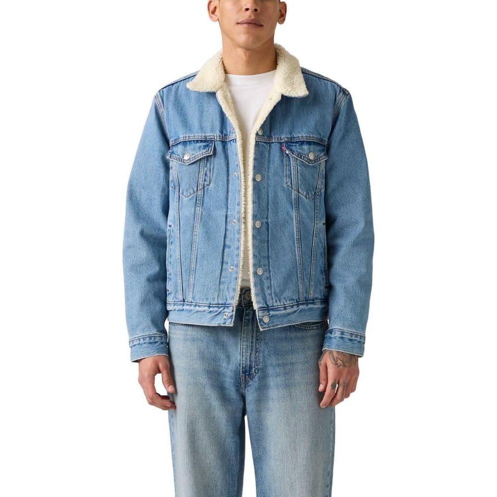 imageLevis Mens Sherpa Trucker JacketLight Stonewash Non Stretch