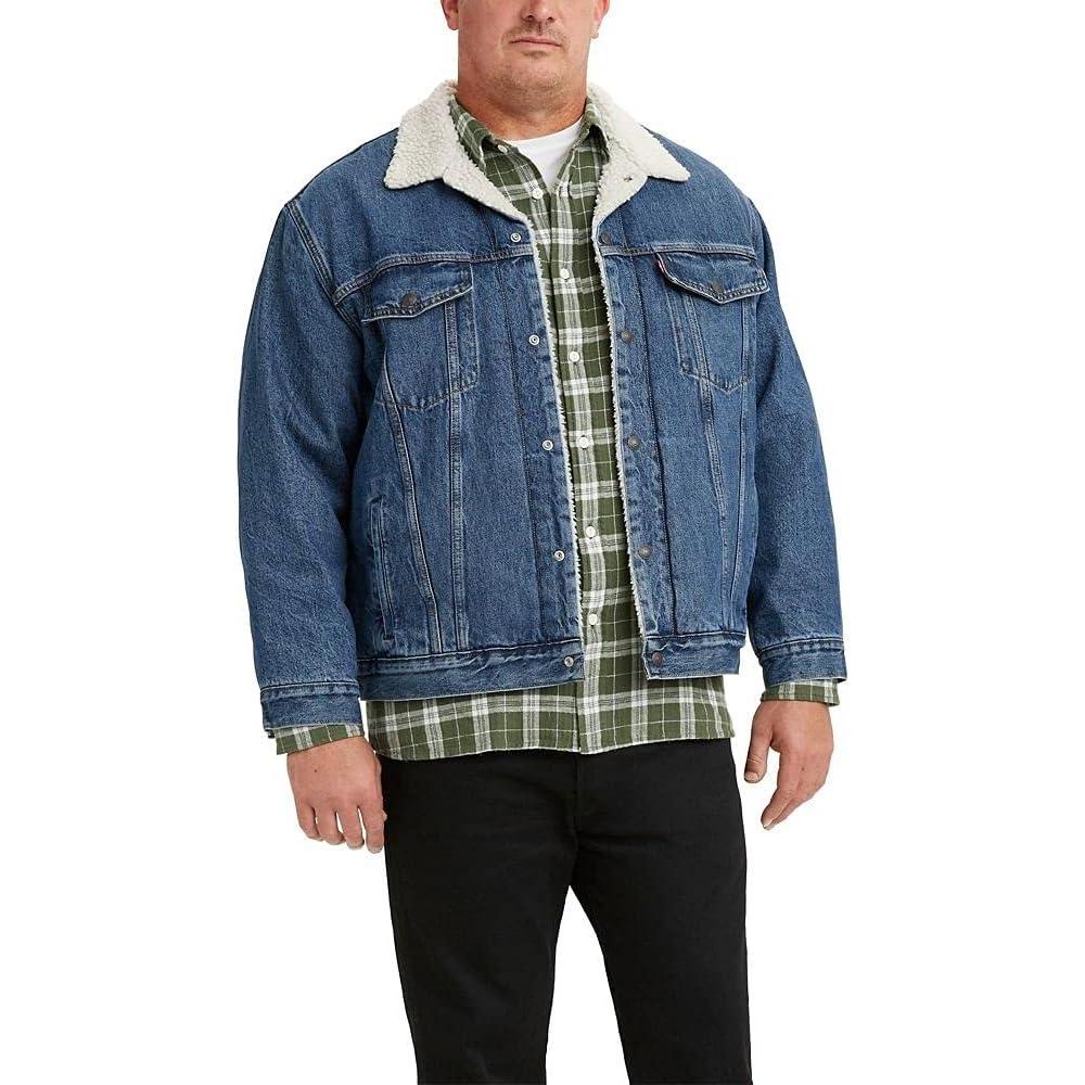 imageLevis Mens Sherpa Trucker JacketTelevision Medium Indigo
