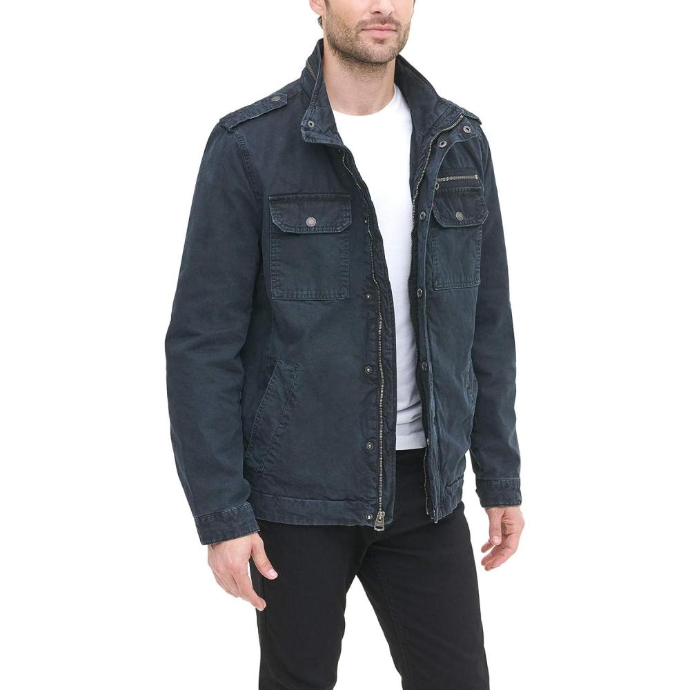 imageLevis Mens Washed Cotton Military Jacket Regular amp Big amp Tall SizesNavy Filled