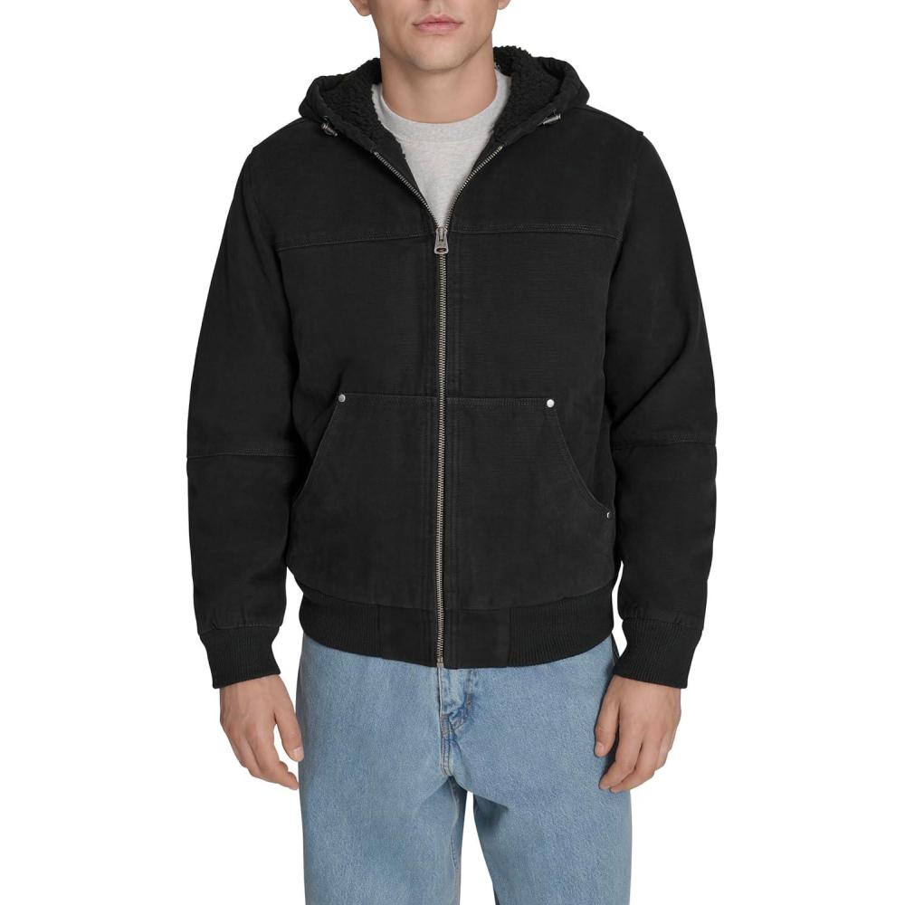 imageLevis Mens Workwear Cotton Canvas Hooded Bomber JacketBlack