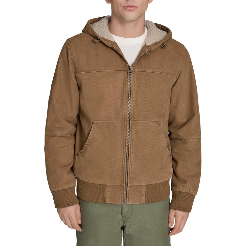 imageLevis Mens Workwear Cotton Canvas Hooded Bomber JacketBrown
