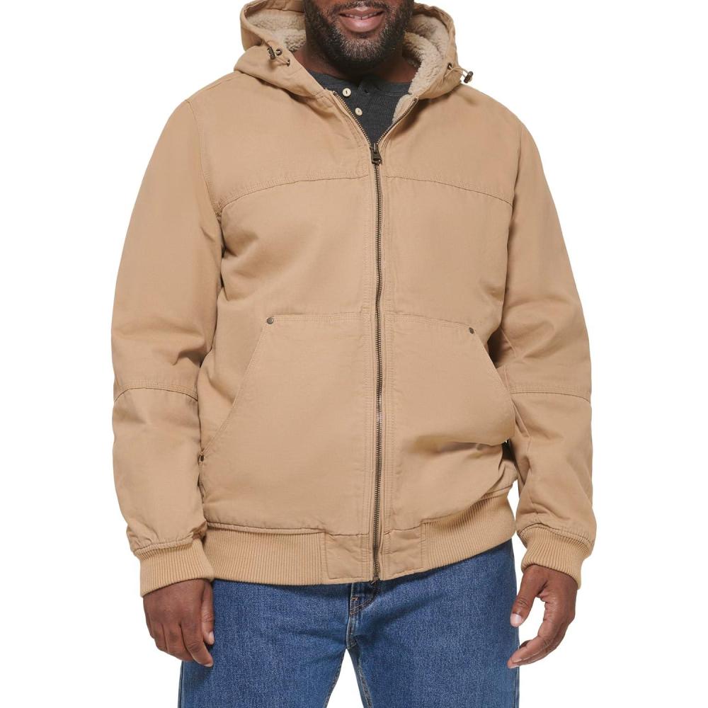 imageLevis Mens Workwear Cotton Canvas Hooded Bomber JacketTan