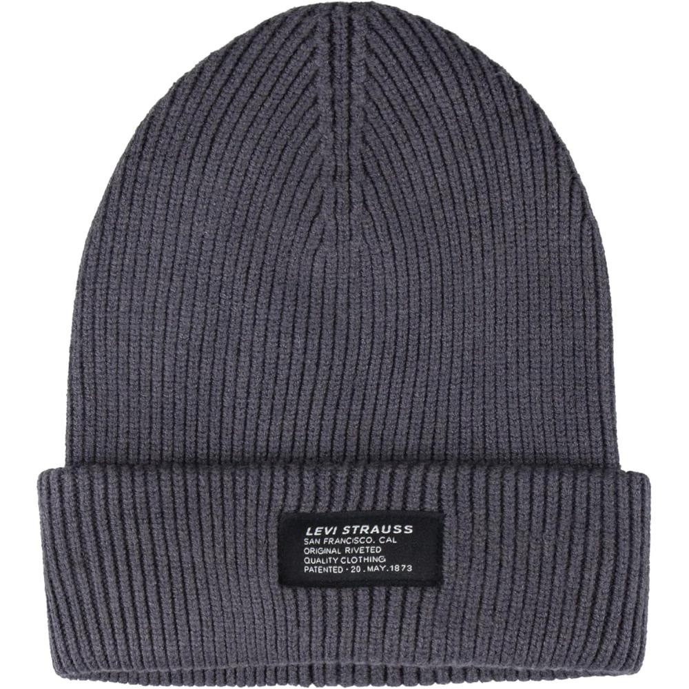 imageLevis Unisex Adult Knit Cuffed All Season Beanie HatRibbed Charcoal