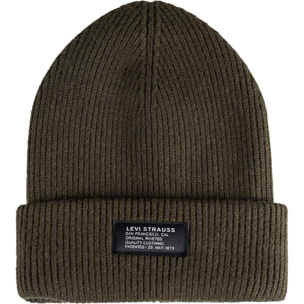 imageLevis Unisex Adult Knit Cuffed All Season Beanie HatRibbed Olive