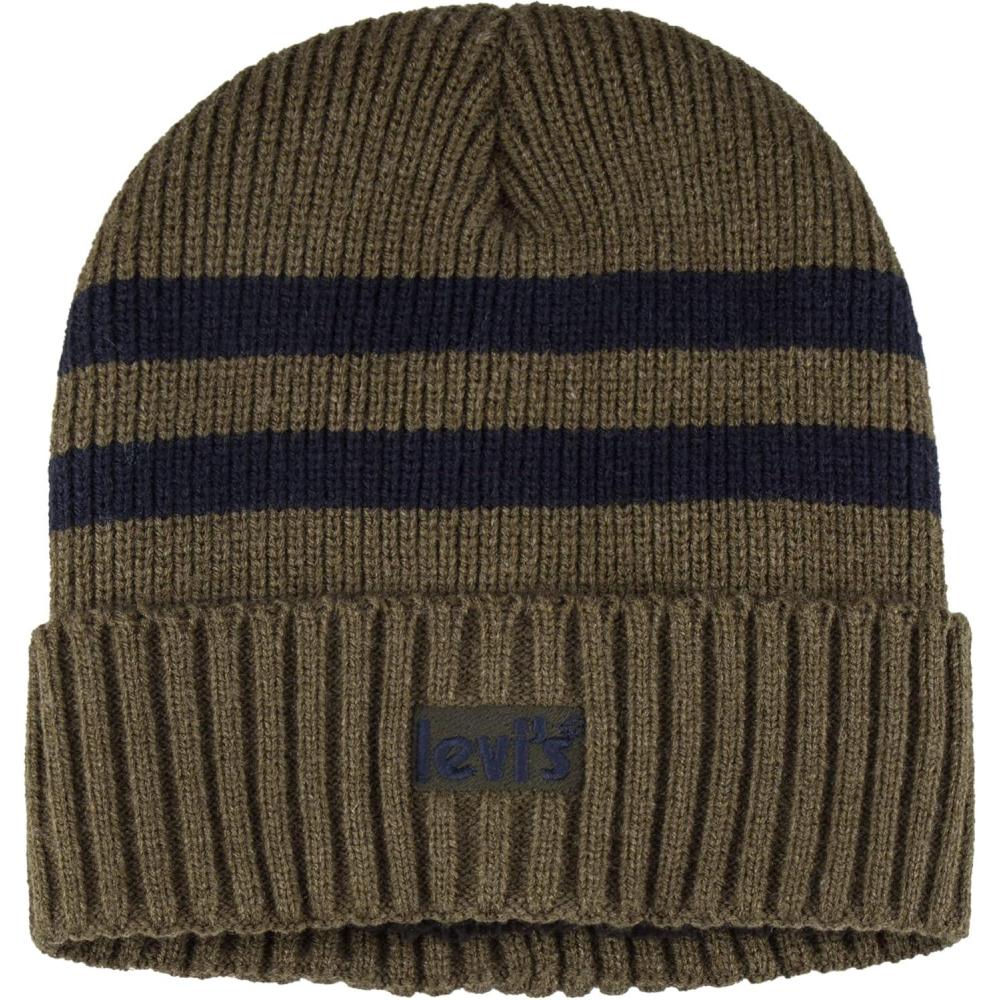 imageLevis Unisex Adult Knit Cuffed All Season Beanie HatStriped Olive