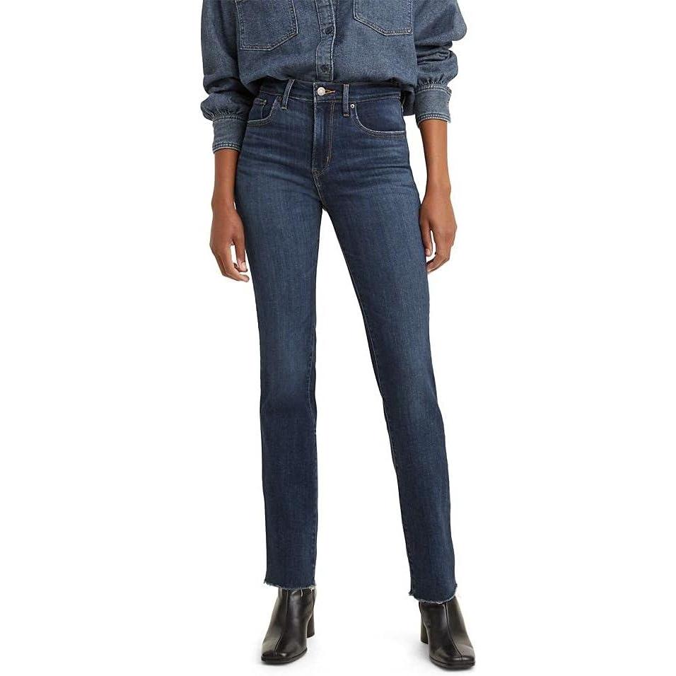 imageLevis Womens 724 High Rise Straight JeansChelsea Hour Dark Indigo