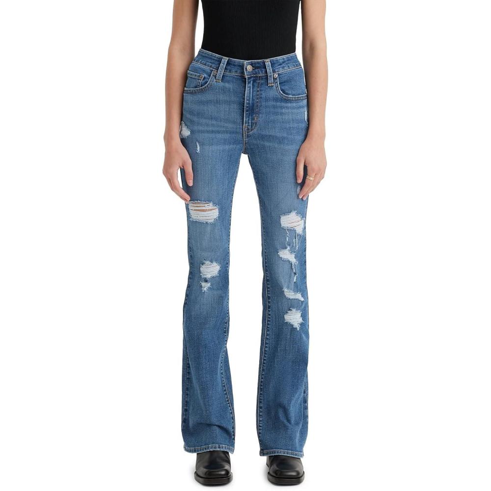 imageLevis Womens 726 High Rise Flare Jeans Also Available in PlusMedium Indigo Destructed
