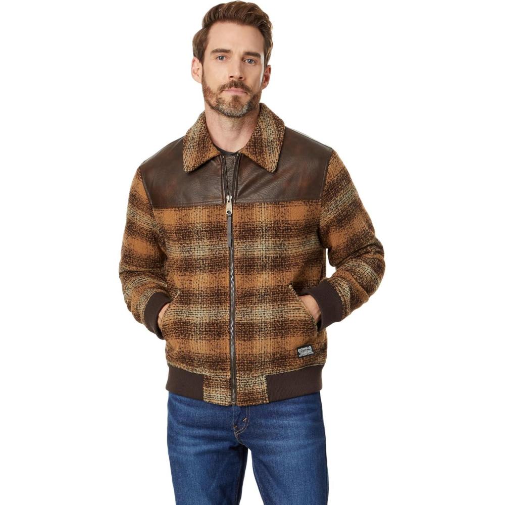 imageLevis mens Levis Mens Mixed Media Western Plaid Bomber JacketBrown Ombre
